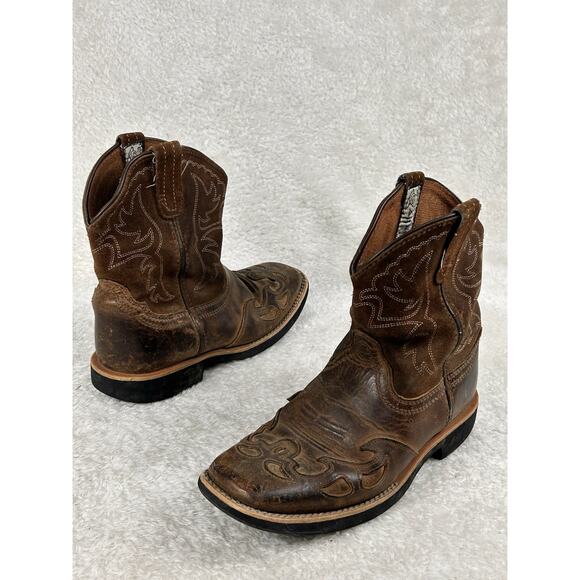 Ariat Fat Baby Boots Womens 2.5 Western Cowboy Brown Leather Square Toe - Picture 1 of 6